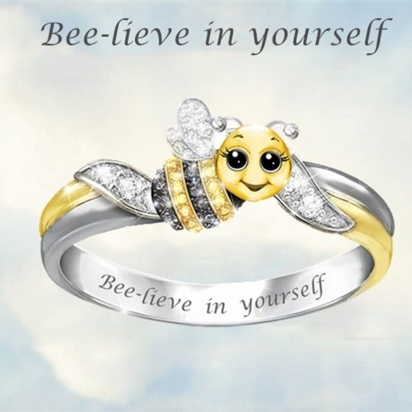 

2020 new valentine's day gifts for women cute bee ring anillos animal women wedding party jewelry size accesorios mujer 5-10, Silver