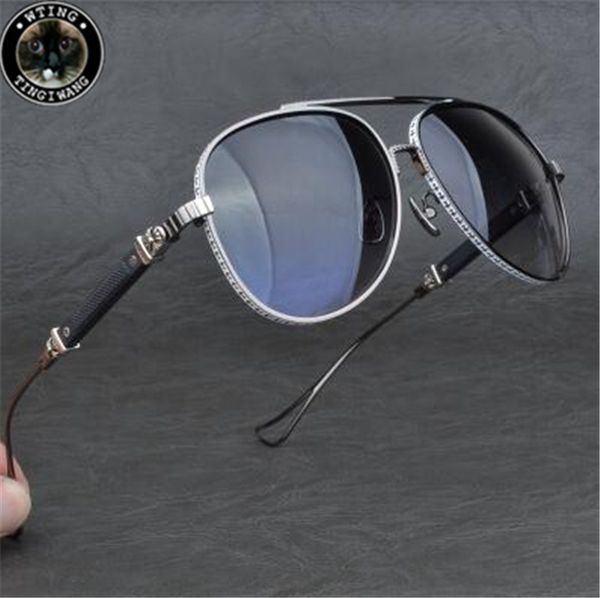 

новый бренд chrome очки мужчины женщины vintage поляризованные очки металла полный rim двойной мост оттенки с весны петля для prescription l, White;black