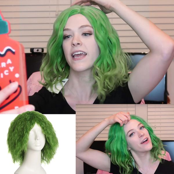 Adjustable Green Short Wigs Haircut Wigs Short Human Hair