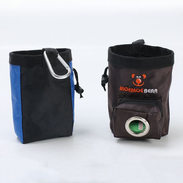 

dog training bag portable pet treat pouch premium quality drawstring closure pouch includes carabiner hook 1 roll of pick-up bag