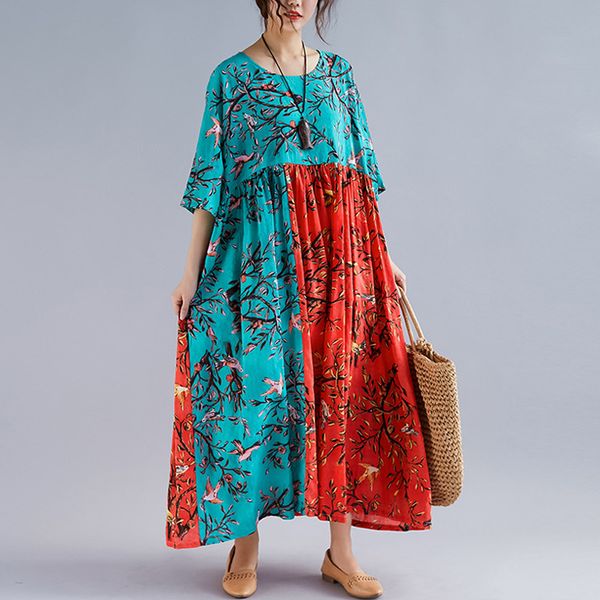 

2019 women's colorful cotton linen dresses large size dress retro china style plus size dress women 5xl plus vestidos j111, Black;gray