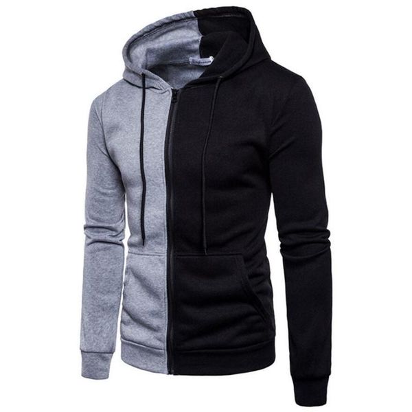 

men hoodies 2020 autumn new male splice simple casual pullover hoodies mens sweatshirts hoodie sportswear eu size s-2xl, Black