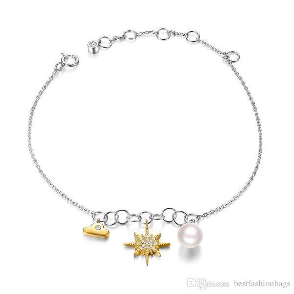 

925 браслетов стерлингового серебра креативность pearl sun cloud браслет браслеты браслеты для женщин девушки свадебные украшения, Silver