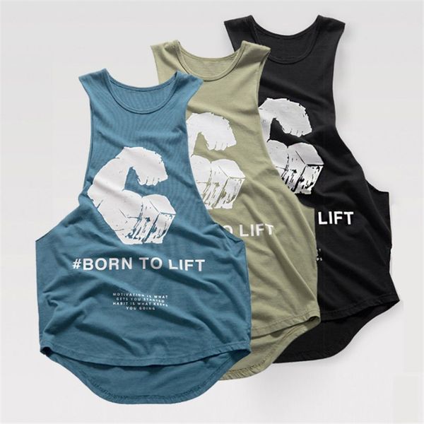 

2019 fitness printing sleeveless mens gyms stringer tank bodybuilding tankmen sportwear undershirt fashion vest, White;black