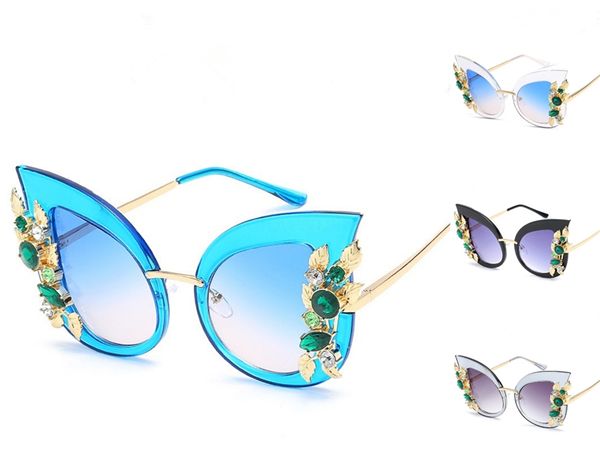 

diamond sunglasses women cat eye sun glasses vintage retro transparent frame uv400 female oculos de sol #879321, White;black