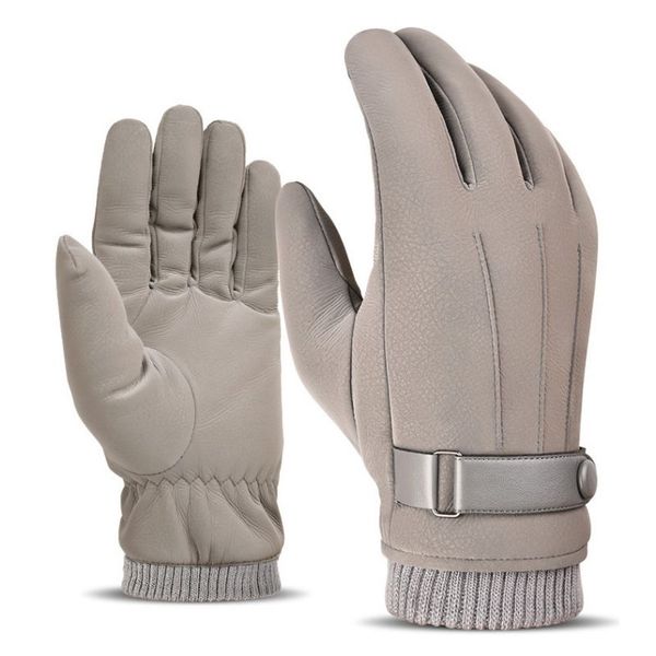 

winter full finger thick touch screen gloves windproof water resistant rainproof fluffy cycling gloves, Blue;gray