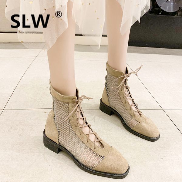 

elegant woman boots zipper lace up shoes shoes summer booties chunky heel luxury designer ladies bootee med sandals ankle women, Black