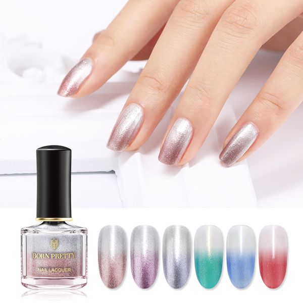 

born pretty 6ml thermal nail polish shimmer peel off temperature color changing water-based nail art varnish design