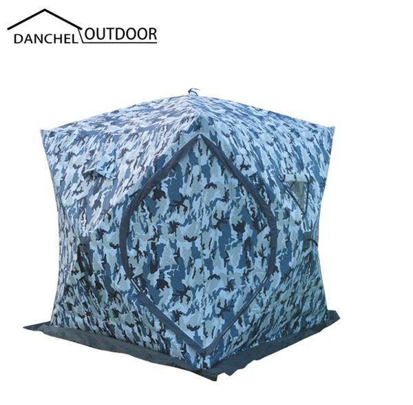 

danchel outdoor 2 thick layer winter ice fishing tent automatice quick open cotton warm large tent for winter