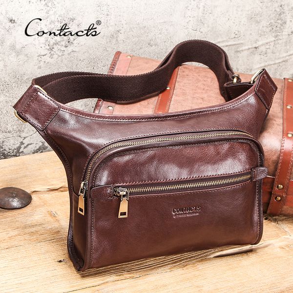 

100% genuine leather waist pack bag men belt bag phone pouch travel waist packs for 7.9 inch ipad male shoulder bags