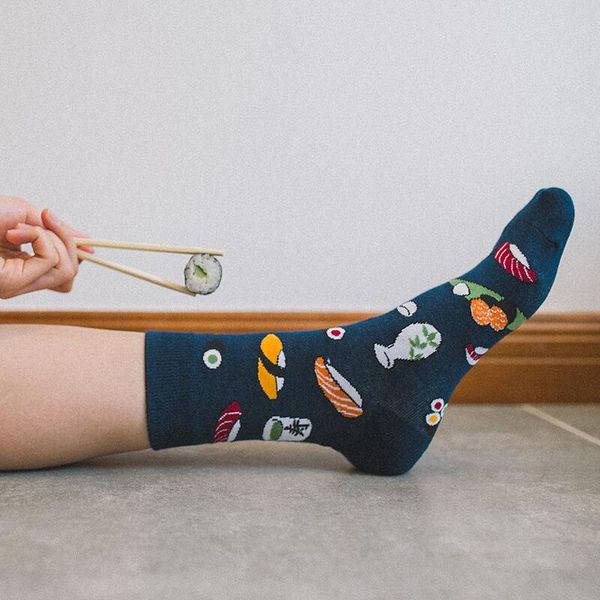 

harajuku funny sushi socks japanese creative cartoon crew socks women novelty calcetines mujer sokken female girl cute socks, Black;white