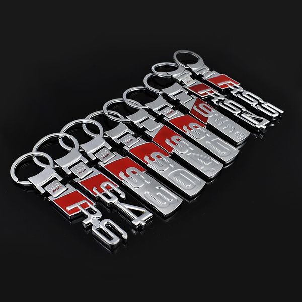 

дизайнер 2 шт. 3d ментальный логотип автомобиля брелок брелок авто брелок брелок держатель брелок для audi sline rs стайлинга автомобилей ак, Silver