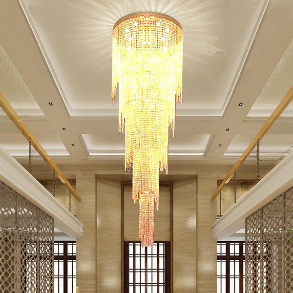 2019 DHL Neues Design, langer, moderner Kristall-Kronleuchter, LED-Licht, 5 Schichten, Luxus-Hotel-Lobby-Kronleuchter