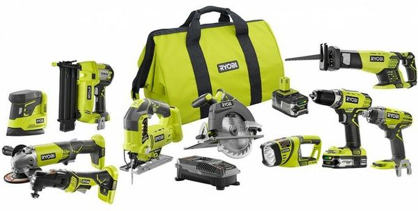 

Ryobi 10 tool combo kit 18 v li ion cordle 2 peed reciprocating circular aw
