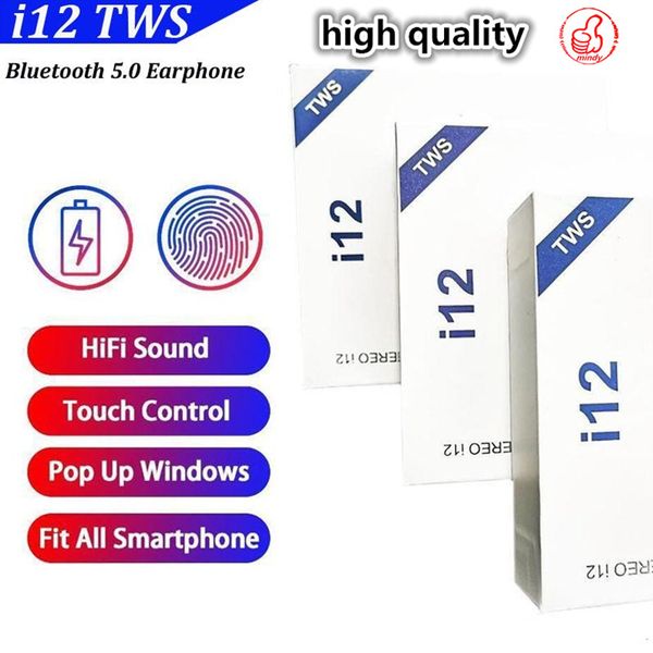 

2019 i12 new tws bluetooth 5.0 wireless bluetooth headset supports pop-up window headset color touch control wireless headset