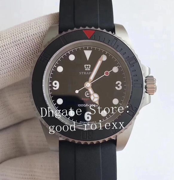

new ks factory titanium ceramic delta force commando fragment watch mens automatic eta 2836 men sport dive sub rubber oysterflex watches, Slivery;brown