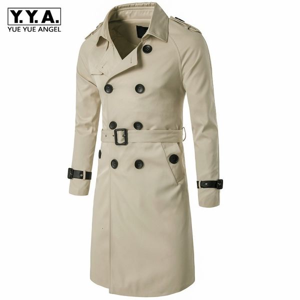 

мужская ветровка марка повседневный бизнес тонкий двойной брестед отложным воротником длинные куртки мужской outwear плюс размер 3xl 5 цвето, Tan;black