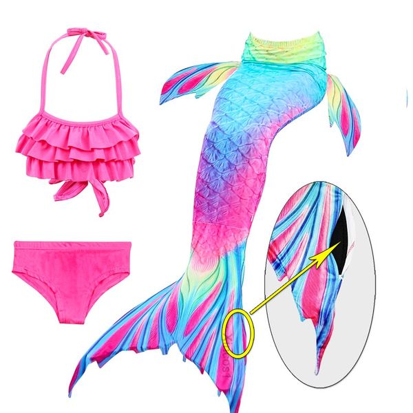 

new arrival children swimming mermaid tails with fin girls ariel bathing suit swimmable mermaid tail costume child kids, Black;red