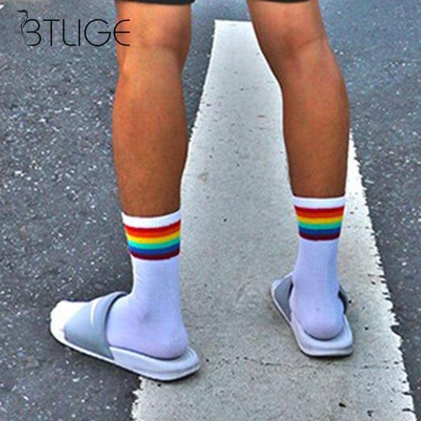 

fashion rainbow cotton sock original design hiphop dance stripe man women socks stockings, Black