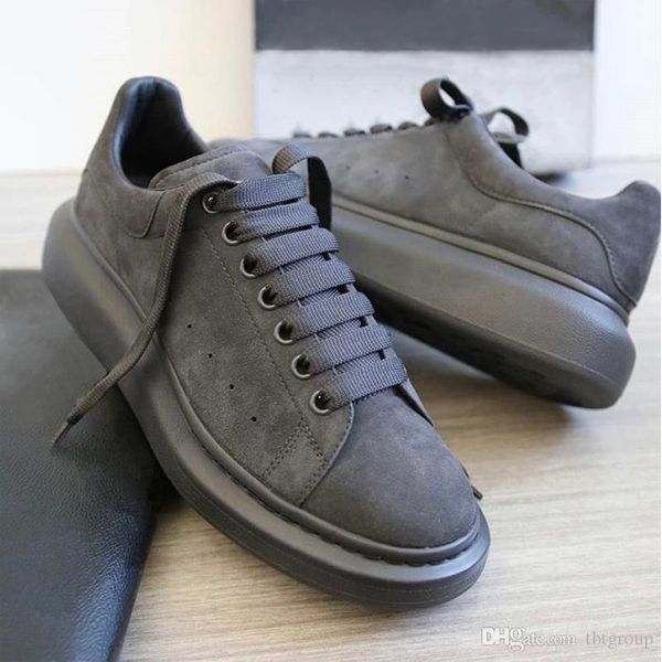 

designer sneaker men women platform trainers 100% leather suede oversized sole shoes luxury mens trainers big size 35-46, Black