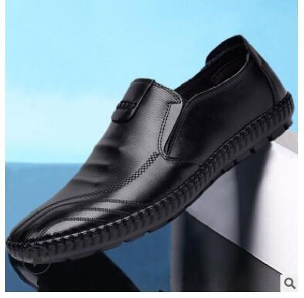 

2019 casual men's shoes autumn new shoes pu soft dough peas england lazy men's, Black