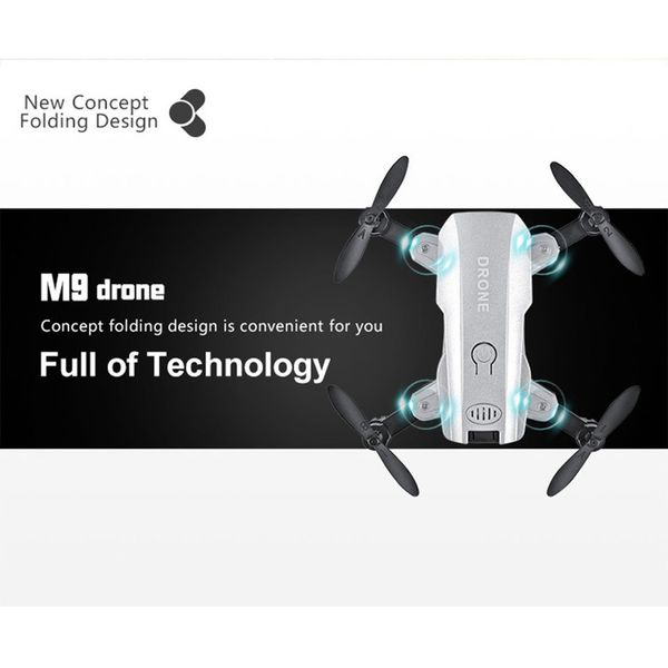 

foldable m9 mini rc 2.4g rc quadcopter drone aircraft with altitude hold one take-off headless mode 3d flips for children gift