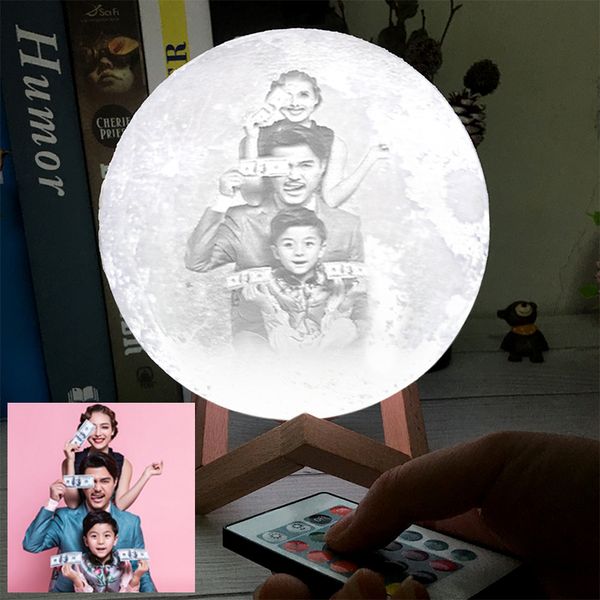 

custom personality 3d print moon lamp changeable lunar usb rechargeable nightlight touch/remote 2/3/16 colors moonlight