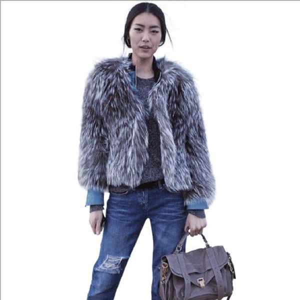 

warm women faux fur coats 2019 women luxury gray fake fur flurry jackets female outerwears retro short coats m768, Black