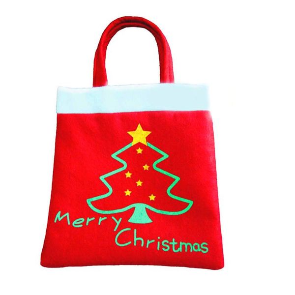 

1pc merry christmas red candy bag 2019 christmas tree print pouch reusable mini handbag xmas for home party new year decor gift