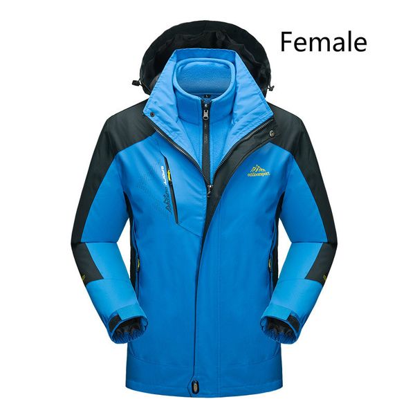 

mountainskin women's winter 2 pieces softshell fleece jackets outdoor sports waterproof thermal hiking skiing female coats men, Blue;black