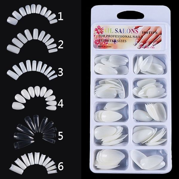 

1000pcs/box fashion manicure diy six type fake nails acrylic tips long ballerina coffin nail art tool dropshipping, Red;gold