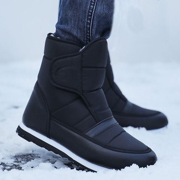 

men boots 2019 warm plush winter shoes fashion waterproof ankle boots non-slip men winter snow size 38 - 45, Black