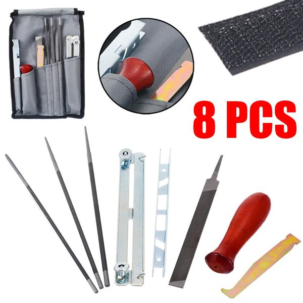 

8pcs chain saw sharpening kit guide bar file instruction chainsaw garden file sharpener tools set