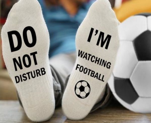 

couple fashion socks men's do not disturb i'm watching rugby golf football sock sports fans mid-long cotton sock for outdoor stock, Black