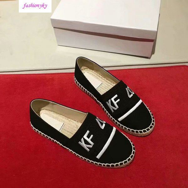 

горячая вышитые соломы обувь с обувью головы тигра рыболова, Black