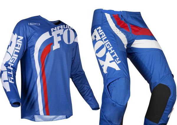 

New 2019 naughty fox men blue white 180 cota dirt bike jer ey pant kit combo motocro gear et mx atv dirt bike