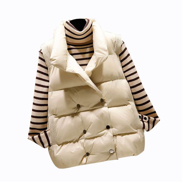 

rlyaeiz women winter vest coat 2018 casual sweet autumn down cotton padded sleeveless jacket thick warm women short waistcoat, Black;white