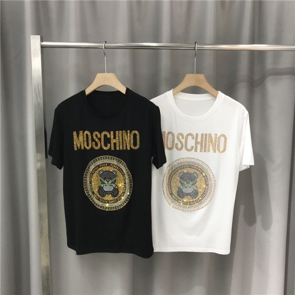 

20ss luxurious brands design moschinos tshirt short sleeve crewneck tee breathable men women lovers fashio outdoor streetwear t-shirt, Gray;blue