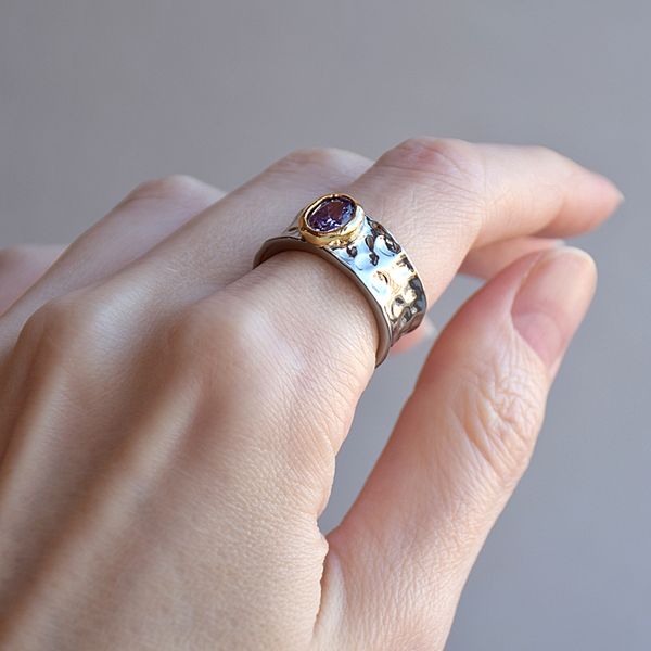 

fashion-circle vintage black finger ring women's jewelry purple crsytal female accessories copper rings jewellery, Golden;silver
