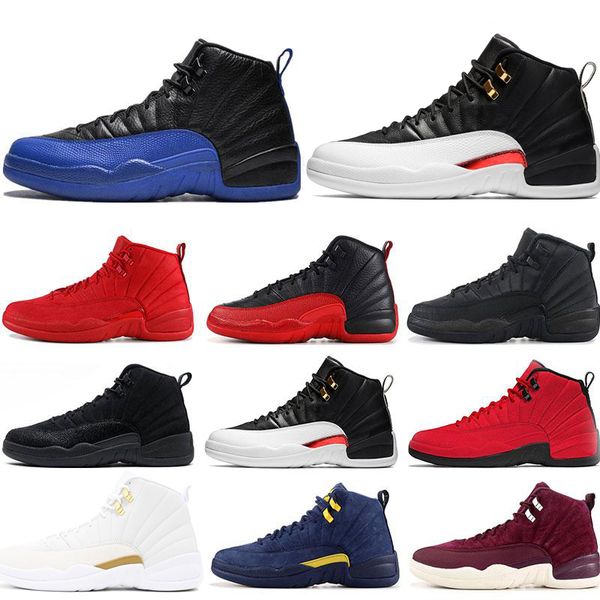 

12 12s mens basketball shoes game royal winterize gym red michigan bordeaux flu game taxi sports sneaker trainers size 7-13