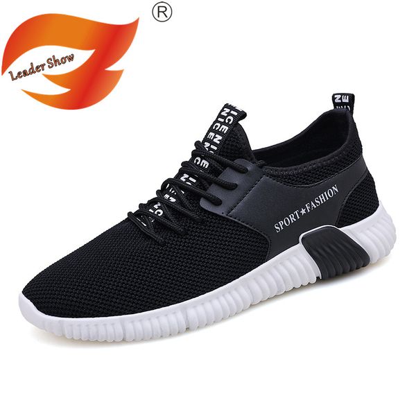 

leader show men casual shoes breathable spring fashion man shoes brand outdoor sneakers trend walking non-slip zapatillas hombre, Black