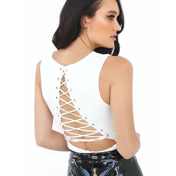 

bodysuit women 2019 bandage hollow out lace up bodysuit red white jumpsuit summer overalls night club clothing, Black;white