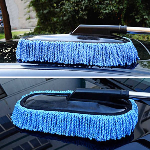 

microfiber car cleaning brush auto window duster retractable stainless steel long handle dust wax washable drag wax shan washer