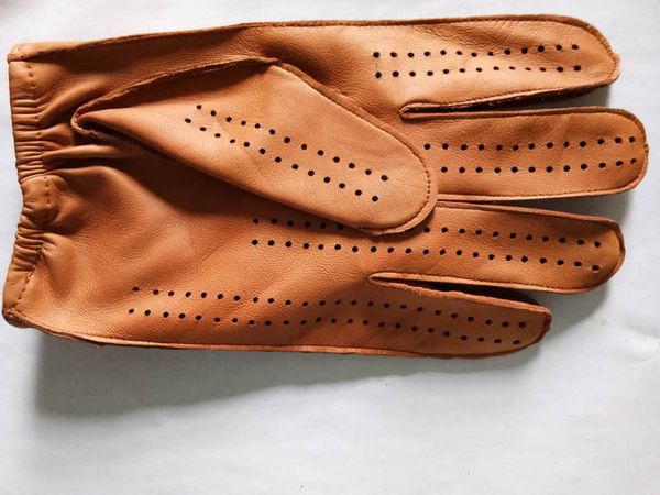 

new arrival luxury men genuine leather gloves 100% deerskin gloves fashion men breathable driving gloves for male mittens, Blue;gray