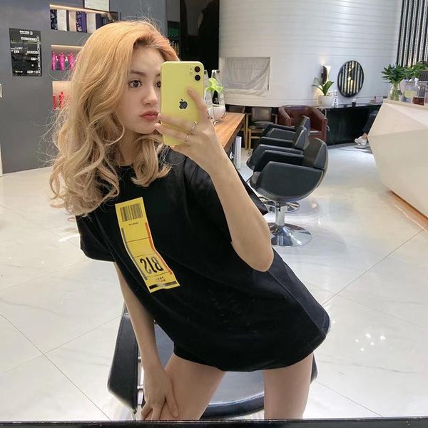 

2020 summer luxury europe italy hip hop bar code tshirt fashion men women designer back brand label casual t shirt cotton tee top, White;black