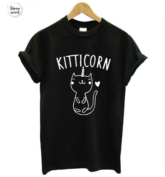

kitticorn котик футболка кошка печати женщины тенниска хлопка hipster забавляет девушки топ tee повседневный tumblr drop кораблей ba53, White