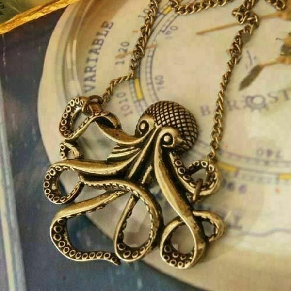 

гоѬие ancient bronze octopus ожеѬеле nautical аѬм подвека кѬе епи ожеѬеле мода воѬе, Silver