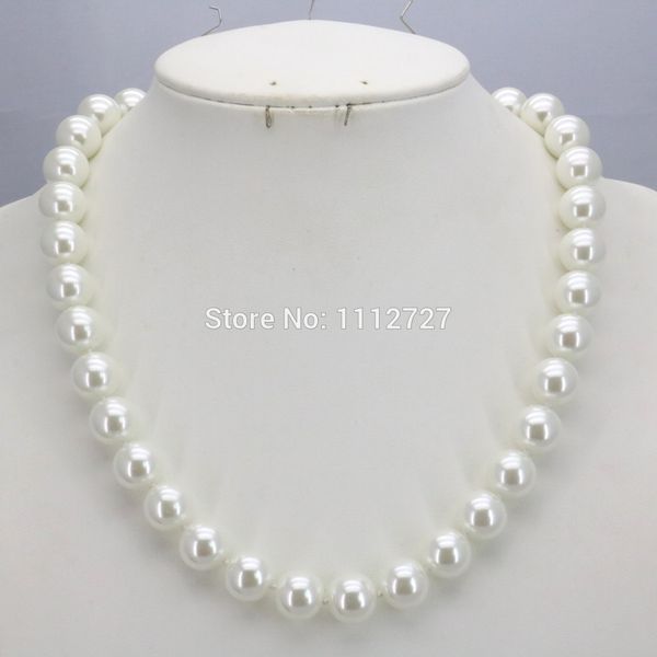 

10mm white glass round pearl beads necklace jewelry making 11.11 hand made ornament accessories christmas gift women girl, Silver