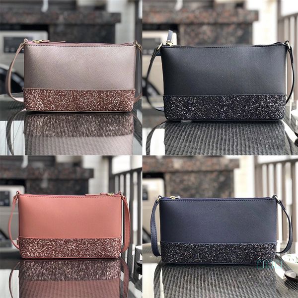 

women sequin one shoulder bag glitter patchwork leather handbags solid color belt crossbody bag fashion zipper messenger bag c41703