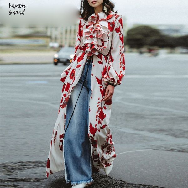 

ruffle split print dresses women lantern sleeve patchwork high female dress elegant autumn fashion twill clothing drop shipping, Black;gray